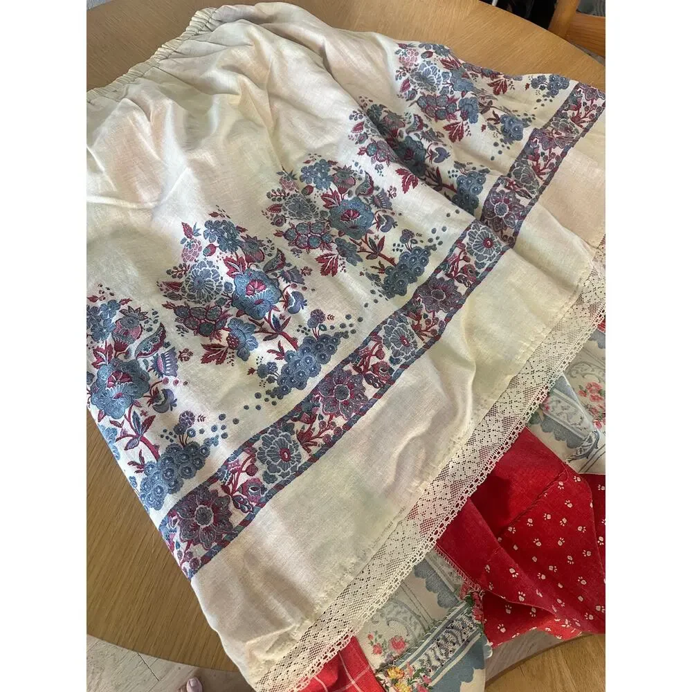 OOAK Handmade Prairie Patchwork Maxi Skirt Folk Art Cottagecore Heirloom - Picture 6 of 12